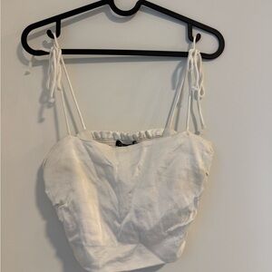 Zara White Camisole Top with Tie Straps